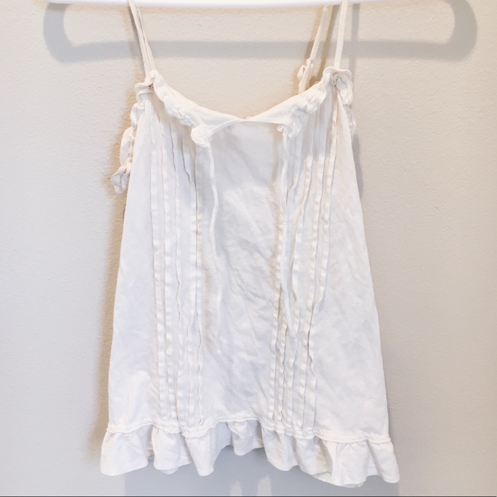White Front Tie Ruffle Tank Top (Size M)